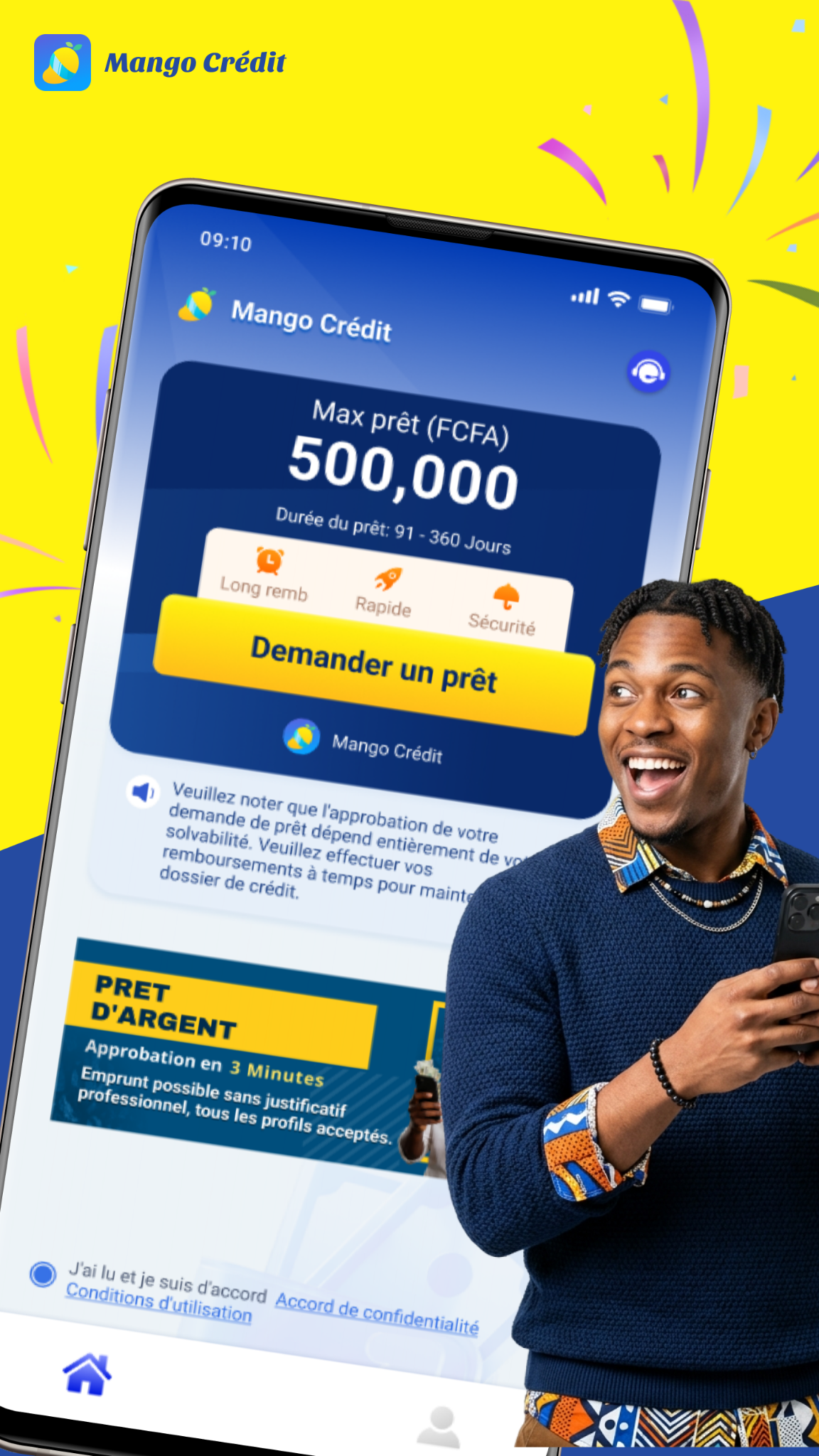 Aperçu de l'application Mango Crédit